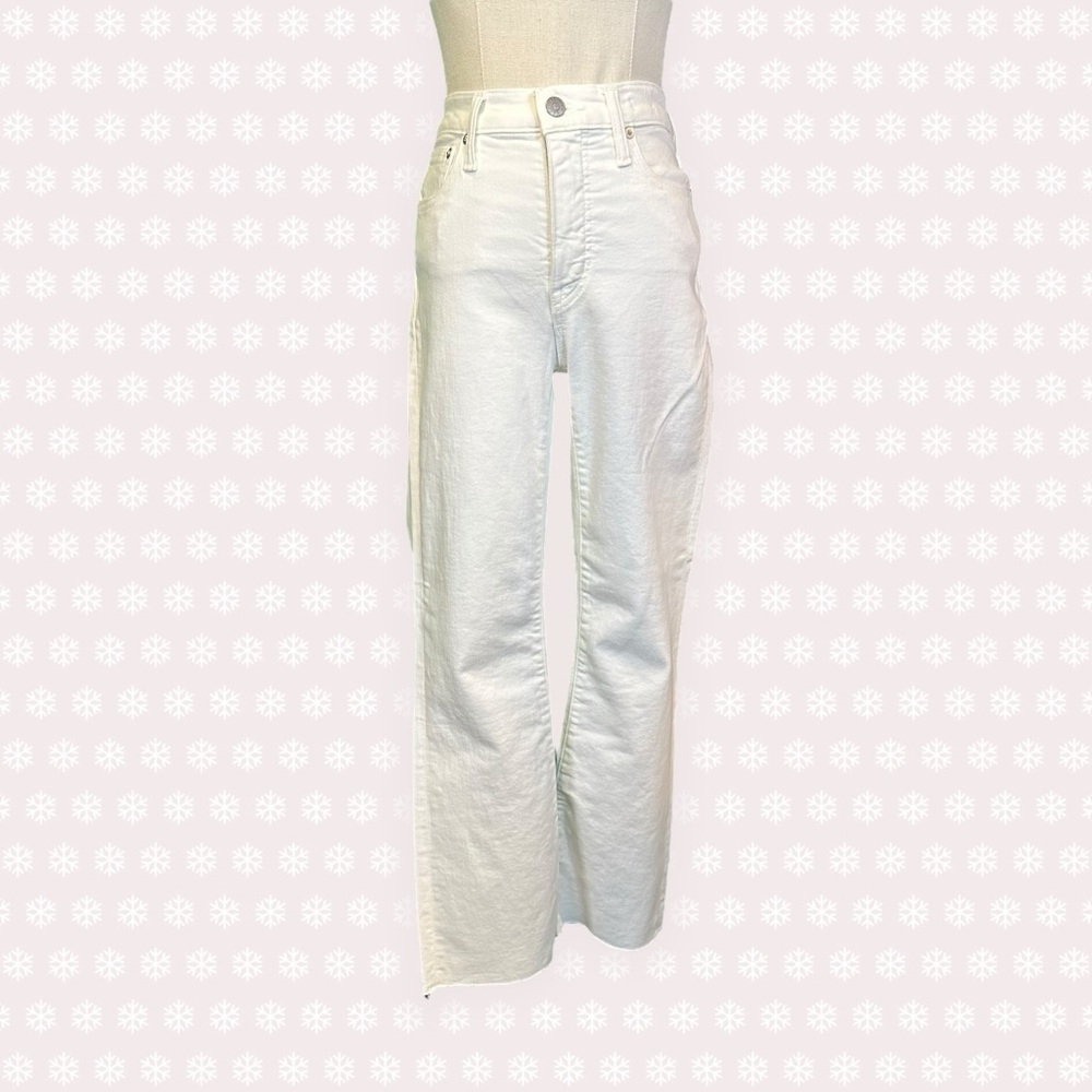 NWOT Madewell ‘Cali Demi-Boot Jeans in Pure White: Raw-Hem Edition’ Size 25